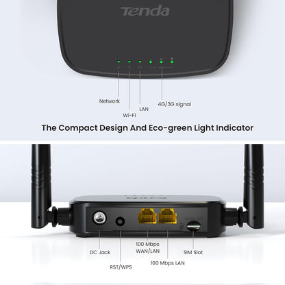 Router Wireless cu cartela SIM, 4G LTE, 300 Mbps 2, 4 GHz, 2 antene DBI, cu port WAN/LAN, mod router WAN/router 4G, Plug & Play, multifunctional