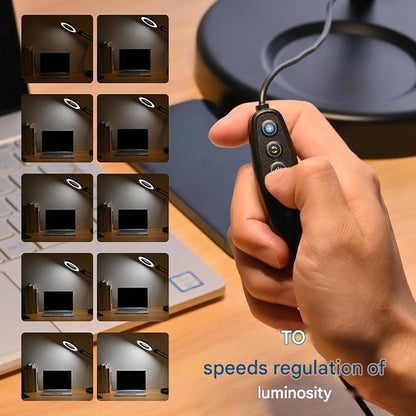 Lampa cosmetica LED cu brat si lupa, marire 10X, rotativa la 360°, 12, 6 W, 1800 lumeni, reglabila, 5 moduri si 10 intensitati iluminare, dimabila, 2 in 1 cu baza si clema, pentru machiaj, tatuaje, bijuterii, electronica