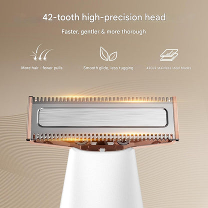 Aparat de ras electric pentru femei, shaver 2 in 1 cu display LED, impermeabil IPX6, cap flexibil, 90 minute durata de functionare, alb