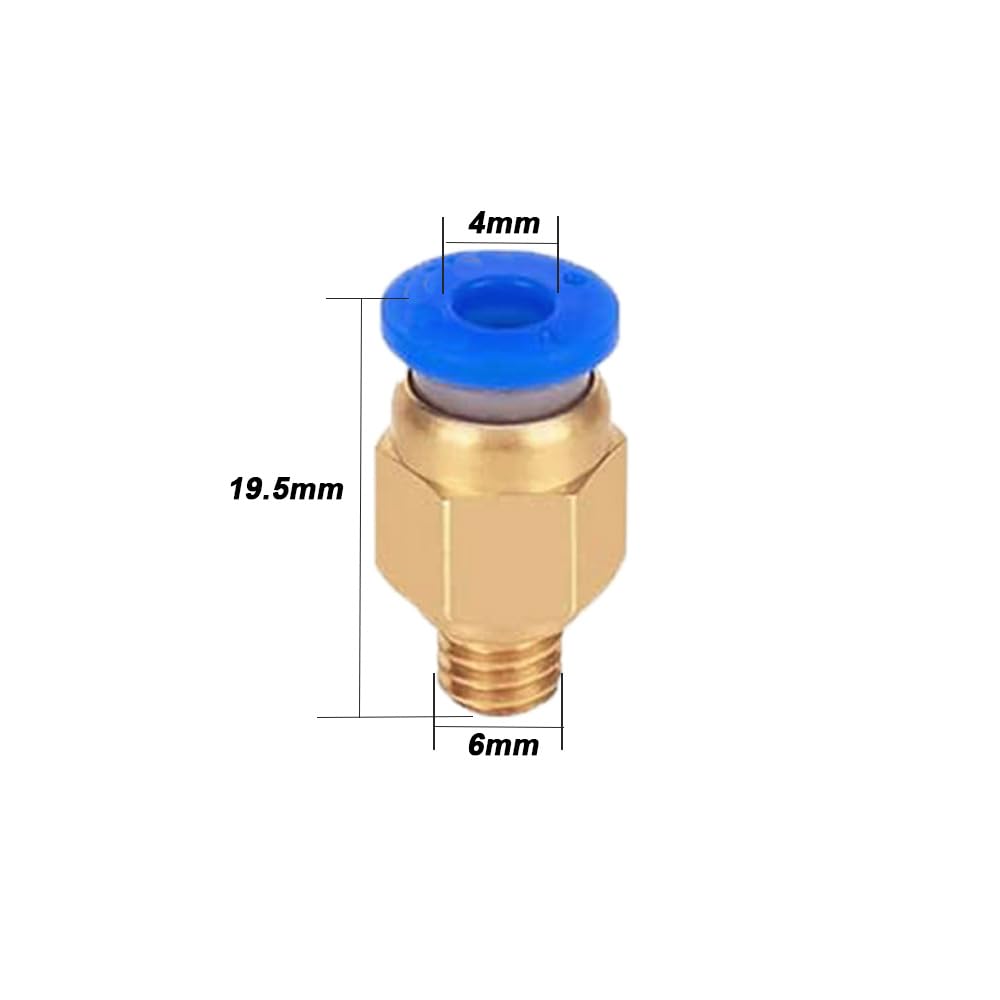Set 20 conectori pneumatici pentru imprimante 3D, conectori pneumatici rapizi PC4-M6, filet de 6 mm si filament de 4 mm