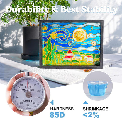 Set lampa UV LED si rasina UV 200 g transparenta cu covoras de silicon, amestecator si cupe, pentru bijuterii, decoratiuni, bricolaj