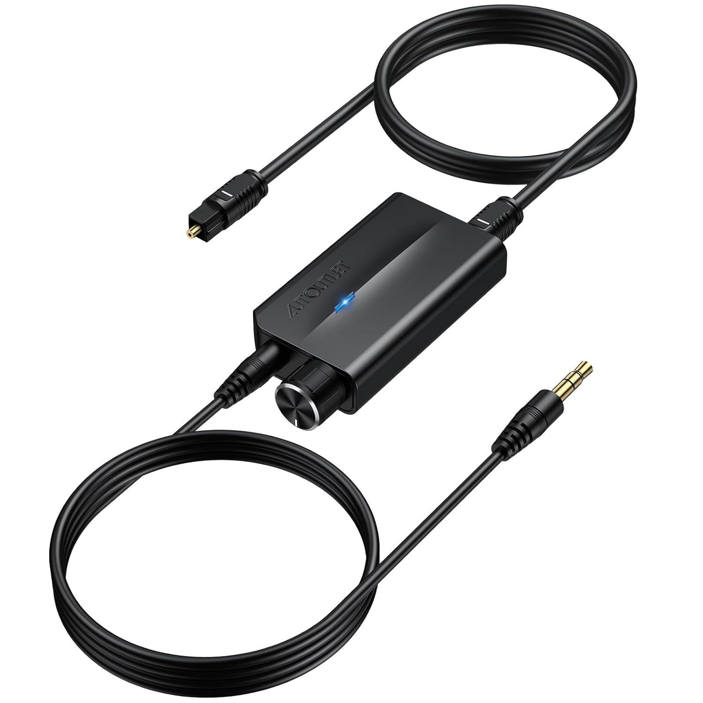 Convertor DAC audio digital la analog, 192kHz, cu cablu de 1 m si control volum, SPDIF Toslink la 3, 5 mm, plug and play, multifunctional