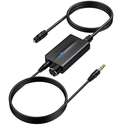 Convertor DAC audio digital la analog, 192kHz, cu cablu de 1 m si control volum, SPDIF Toslink la 3, 5 mm, plug and play, multifunctional