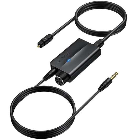 Convertor DAC audio digital la analog, 192kHz, cu cablu de 1 m si control volum, SPDIF Toslink la 3, 5 mm, plug and play, multifunctional