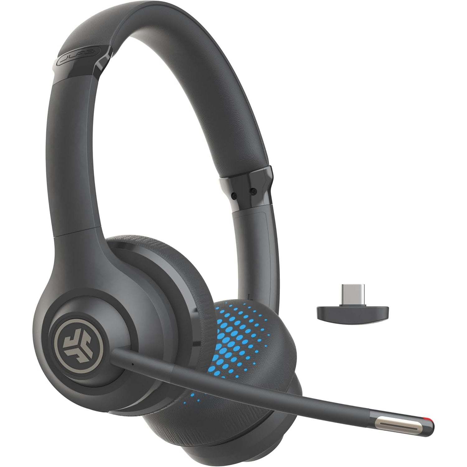 Casti wireless on ear, casca call centre Bluetooth cu microfon si dongle USB-C, conectare multipoint, 55 ore de functionare, pentru PC/Laptop/Smartphone, negre