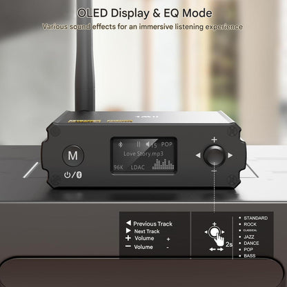 Receptor HiFi 1Mii DS220 Bluetooth 5.3 cu DAC ES9018K2M – LDAC / aptX HD / aptX LL, afisaj OLED, Mod EQ, adaptor audio stereo Hi-Res pentru amplificator, boxe, TV, RCA / Optic / USB, sunet audiofil fara fir