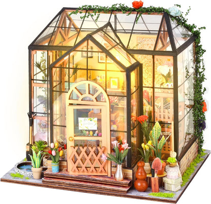 Puzzle 3D, Book Nook Garden House, cotor de carte DIY cu lumini LED, buton cu touch, transparenta, +14 ani