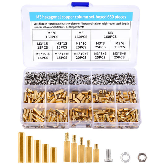 Set distantiere M3, mama-mama si mama-tata, 680 suruburi, piulite hexagonale si saibe, otel inoxidabil, pentru placa PCB, placa de baza Rasberry Pi