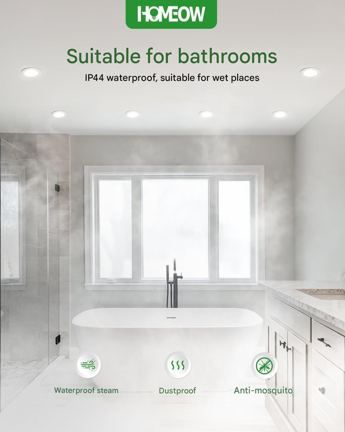 Spoturi LED incastrate, 230 V, Plat, 7 W, 600 LM, IP44, spoturi LED reglabile, alb cald, alb neutru, alb rece, clasa energetica F