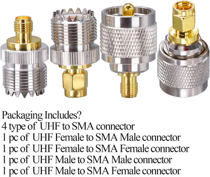 Set 4 adaptor mufa SMA la UHF, anti-interferente, transmisie stabila, pentru radio, analizor, antena WiFi, antena GPS, router Wifi, cablu coaxial