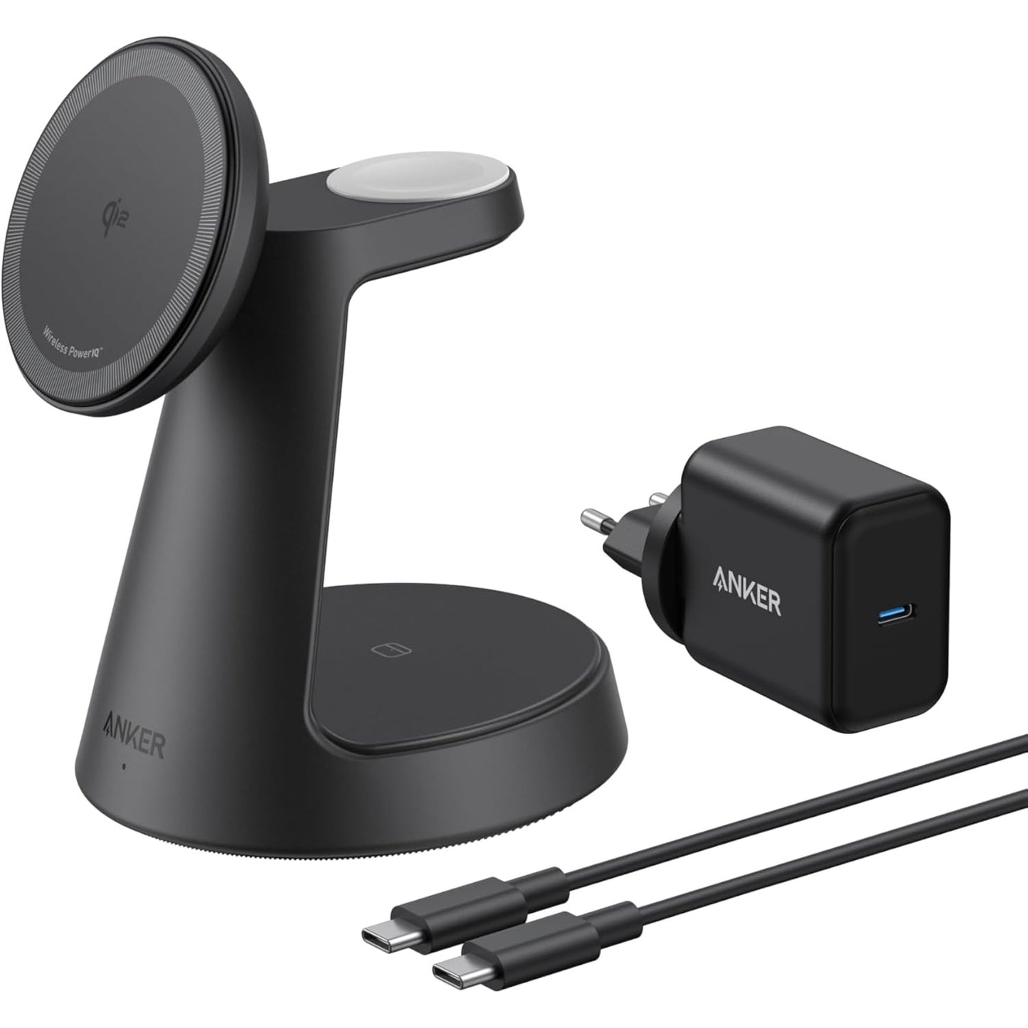 Incarcator wireless 3 in 1, QI2, incarcare rapida 15 W, prindere magnetica cu unghi ajustabil, compatibil iPhone 16/15/14/13/12, Apple Watch, AirPods Pro