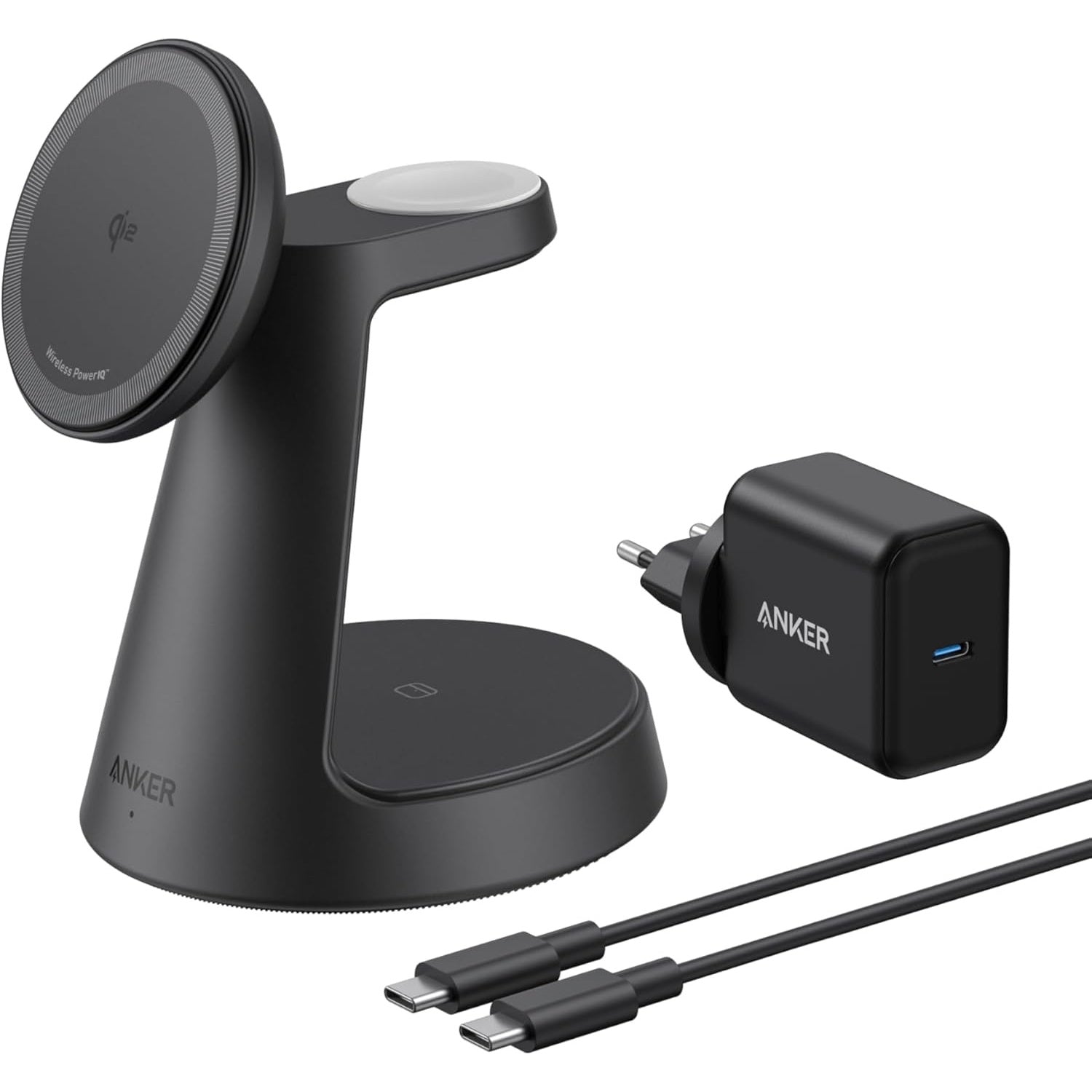 Incarcator wireless 3 in 1, QI2, incarcare rapida 15 W, prindere magnetica cu unghi ajustabil, compatibil iPhone 16/15/14/13/12, Apple Watch, AirPods Pro
