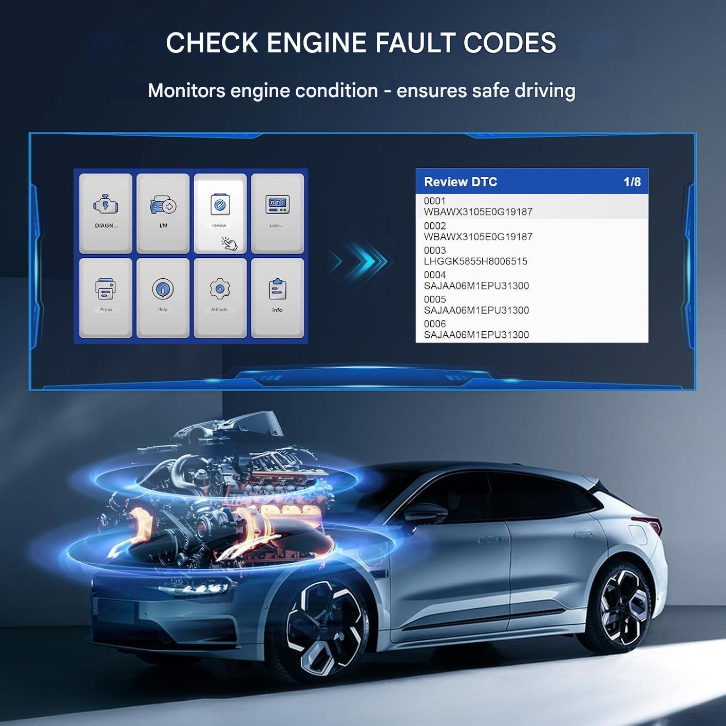 Tester auto OBD2, diagnoza cu functie citire pentru OBDII/EOBD, stergere erori, ecran 2.4 inch, test senzor O2, test EVAP, citire parametri auto VIN, CID, CVN, multifunctional