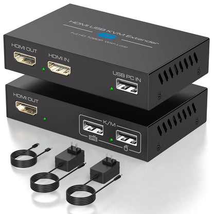 Extender VEDINDUST HDMI KVM prin Ethernet Cat5e/6/7 – 120 m (400 ft), Full HD 1080p60Hz, USB RJ45, USB KVM, suport iesire bucla, transmisie stabila