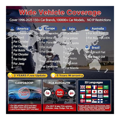 Tester diagnoza auto LAUNCH X431 CRP919E BT wireless, interfata OBD2, codare ECU, control bidirectional, display 7 inch, cu Bluetooth si USB, procesor 4GB RAM, 64GB stocare, baterie 6300 mAh, 35+ functii service, protocoale Can FD+DOIP+FCA, multimarca