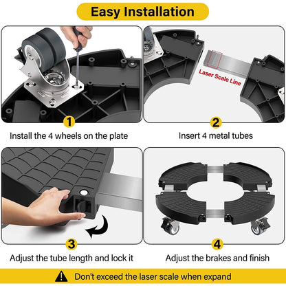 Suport ghiveci cu 4 roti, carucior reglabil 40-54 cm, mobil, capacitate incarcare 200 kg, stand flori cu role blocabile, pentru interior/exterior, multifunctional
