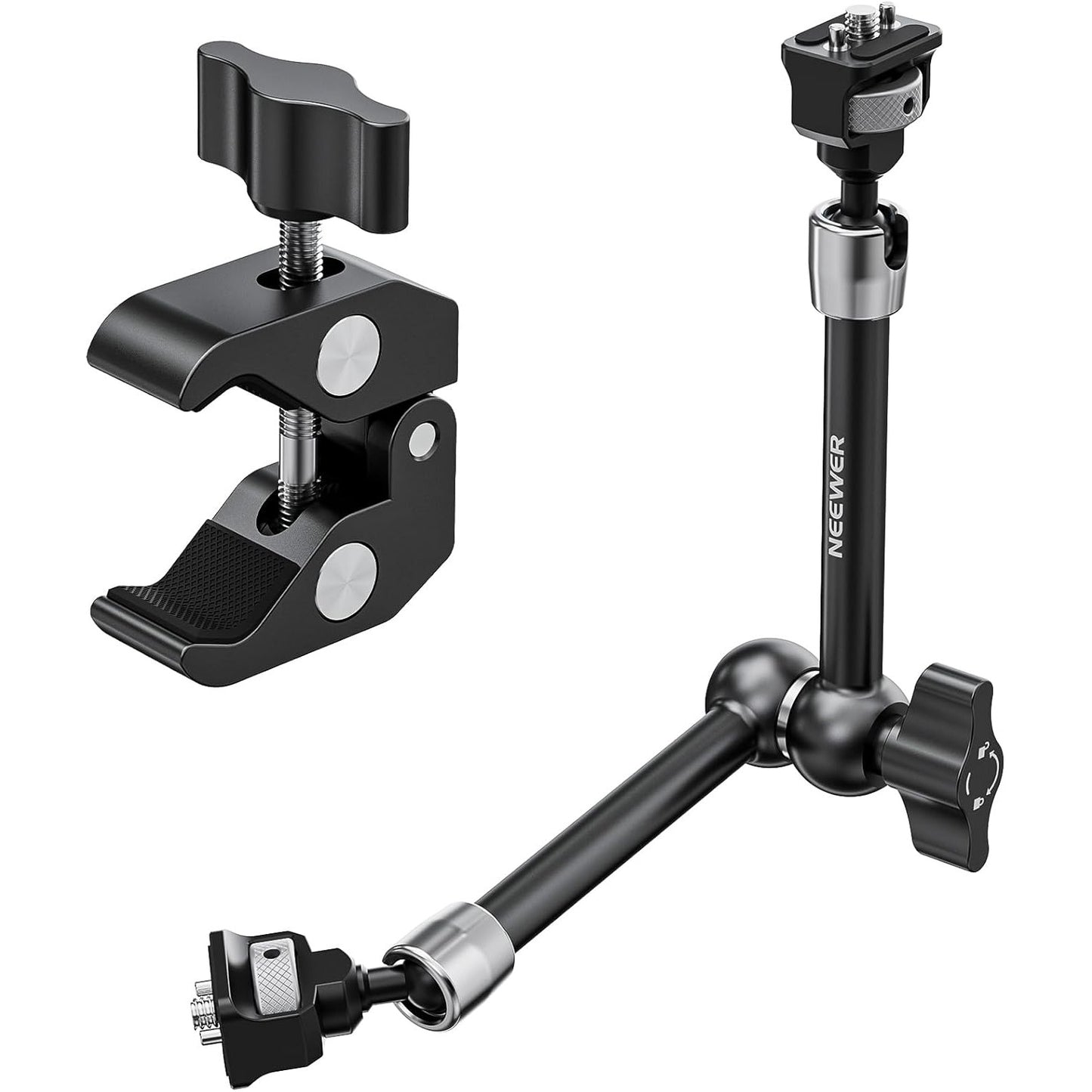 Set brat articulat de 11 inch Joint Magic Arm cu clema Super Clamp cu filet 1/4 Inch si 3/8 Inch, sarcina maxima 3 kg, pentru cage, monitor de camp, camera DSLR, ring light, lumina LED, multifunctionale