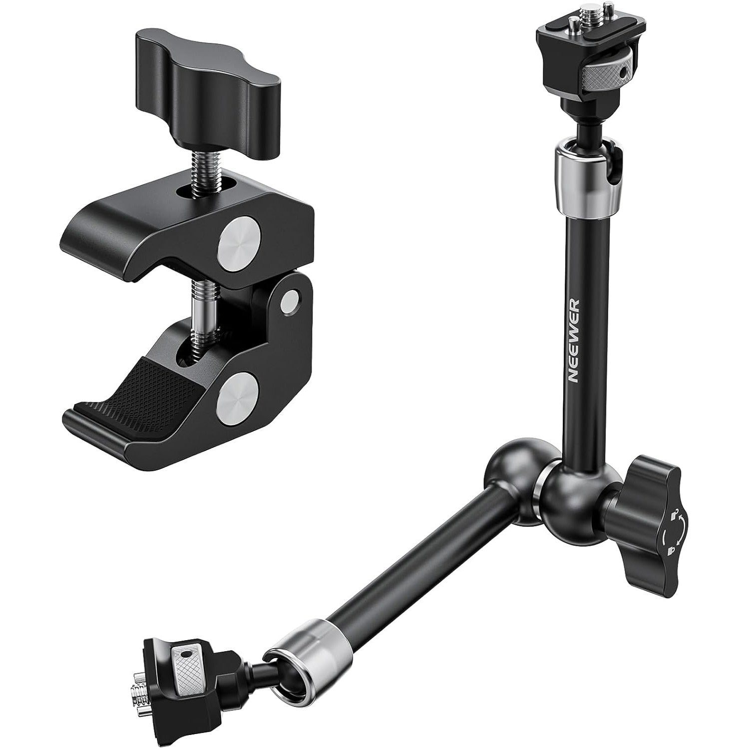 Set brat articulat de 11 inch Joint Magic Arm cu clema Super Clamp cu filet 1/4 Inch si 3/8 Inch, sarcina maxima 3 kg, pentru cage, monitor de camp, camera DSLR, ring light, lumina LED, multifunctionale