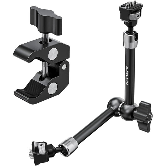 Set brat articulat de 11 inch Joint Magic Arm cu clema Super Clamp cu filet 1/4 Inch si 3/8 Inch, sarcina maxima 3 kg, pentru cage, monitor de camp, camera DSLR, ring light, lumina LED, multifunctionale