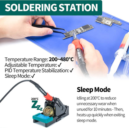Statie de lipit si dezlipit cu aer cald, letcon si separator ecran LCD, 1180W, temperatura reglabila, display LED, port USB 5V, functie standby, multifunctionala
