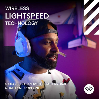 Casti gaming wireless Logitech G Astro A50 LIGHTSPEED Gen 5 cu statie de baza, PRO-G Graphene 40mm, comutare 3 platforme Xbox/PS5/PC/Mac/Switch, Bluetooth, microfon broadcast 48kHz, ANC, autonomie 24h, alb