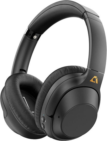 Casti wireless Over the Ear Bluetooth, Noise Cancelling ANC, sunet Hi-Fi, microfon, timp redare pana la 75 ore, Bass Music, negru