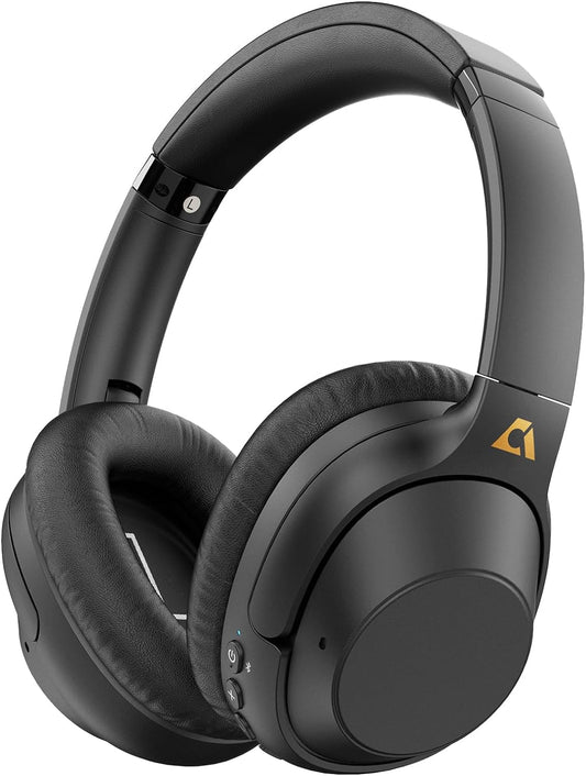 Casti wireless Over the Ear Bluetooth, Noise Cancelling ANC, sunet Hi-Fi, microfon, timp redare pana la 75 ore, Bass Music, negru