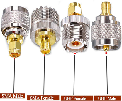 Set 4 adaptor mufa SMA la UHF, anti-interferente, transmisie stabila, pentru radio, analizor, antena WiFi, antena GPS, router Wifi, cablu coaxial