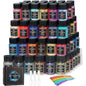 Set de pigmenti de mica, 108 culori, 36 de culori originale (10g), 36 de culori pastelate (10g), 36 pulberi cu sclipici fine (20g), pudra de pigment pentru rasina epoxidica, machiaj, sapun, lac de unghii, lumanari, slime