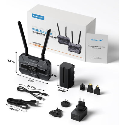 Receptor HDMI Wireless, pentru Extender HDMI Wireless 5G R200, accepta pana la 4 receptoare RX pentru 1 emitator TX, cu acumulator 4400 mAh, cu adaptor Micro HDMI si adaptor Mini HDMI, negru