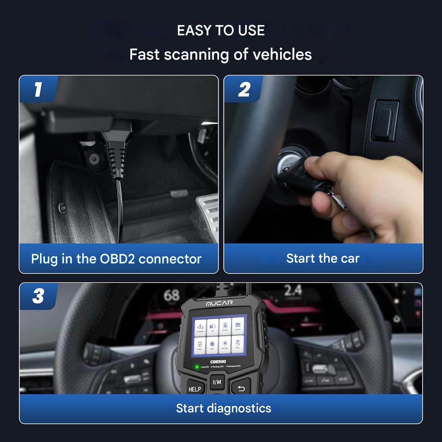 Tester auto OBD2, diagnoza cu functie citire pentru OBDII/EOBD, stergere erori, ecran 2.4 inch, test senzor O2, test EVAP, citire parametri auto VIN, CID, CVN, multifunctional