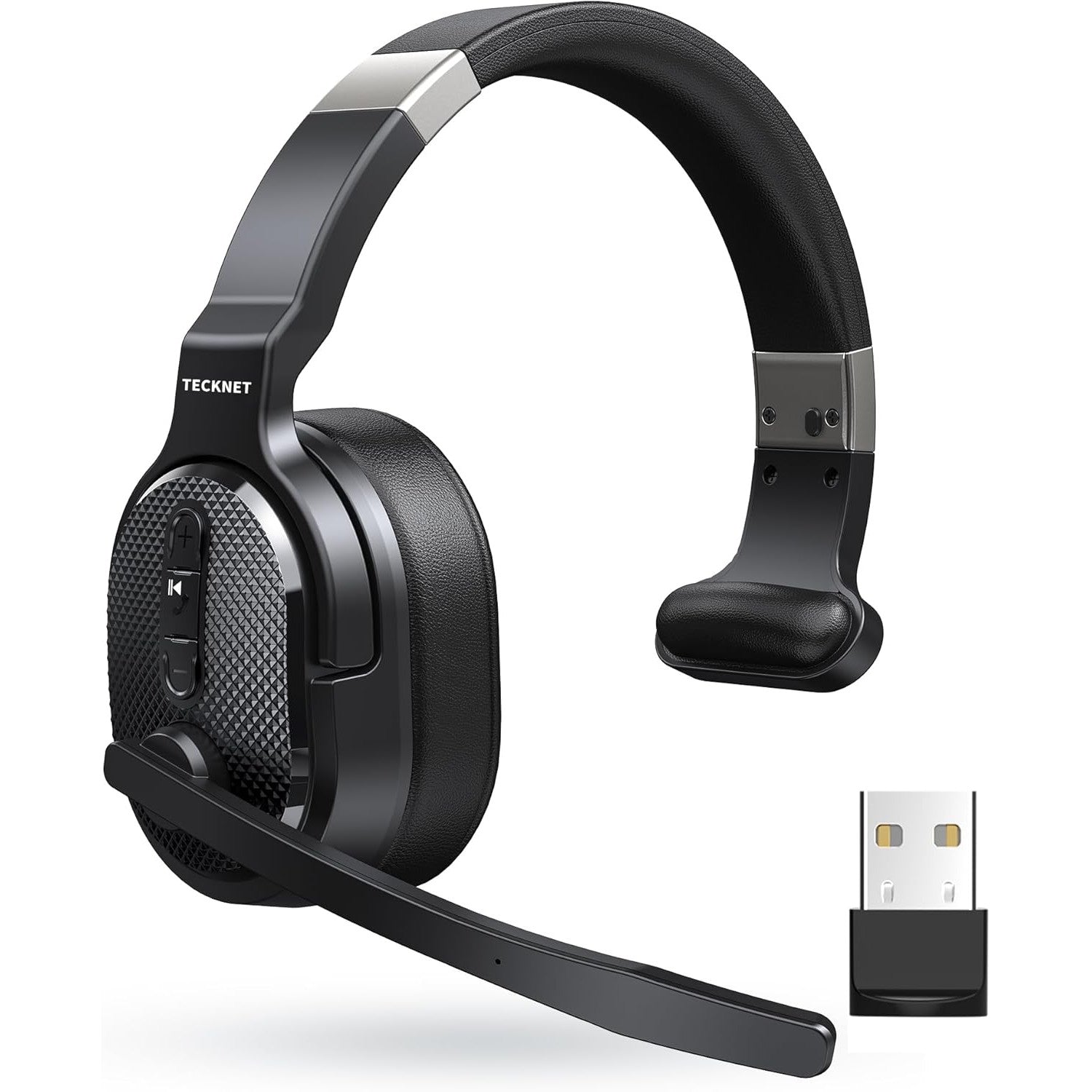 Casca call center Wireless Bluetooth, cu microfon rotativ 270°, USB dongle, anulare a zgomotului, functionare pana la 70 de ore, raza de 15m, pentru PC, smartphone, neagra