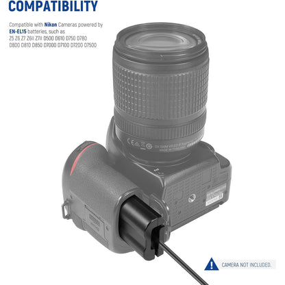 Baterie dummy EN-EL15 cu adaptor EP-5B, set alimentare continua compatibil cu Nikon Z5 Z6 Z7 Z6II Z7II D500 D610 D750 D780 D800 D810 D850 D7000 D7100 D72000 D7500
