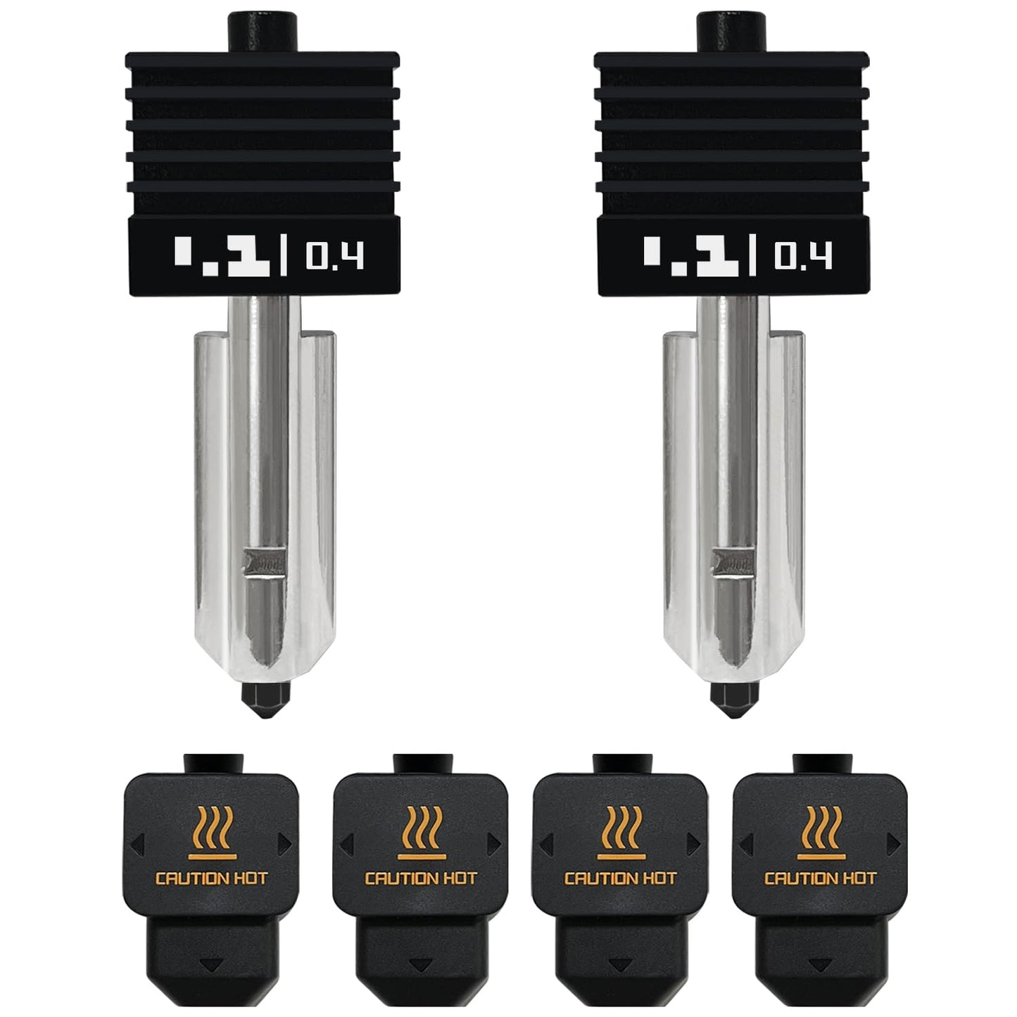 Set de 2 Hotend-uri pentru imprimante 3D Bambu Lab A1 / A1 Mini / H2D Combo, cu duza de 0.4 mm din otel calit, cu 2 sosete din silicon