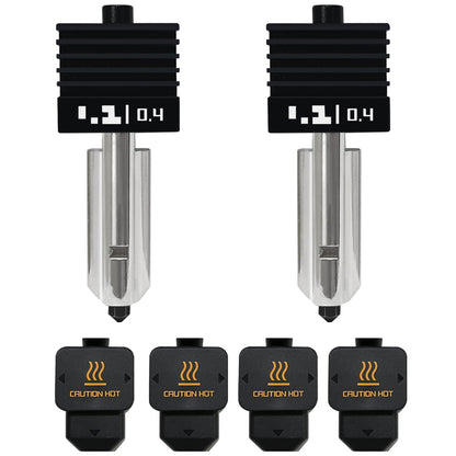 Set de 2 Hotend-uri pentru imprimante 3D Bambu Lab A1 / A1 Mini / H2D Combo, cu duza de 0.4 mm din otel calit, cu 2 sosete din silicon