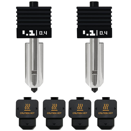 Set de 2 Hotend-uri pentru imprimante 3D Bambu Lab A1 / A1 Mini / H2D Combo, cu duza de 0.4 mm din otel calit, cu 2 sosete din silicon