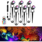 Set 6 lampi pentru gradina, RGB LED, 13 culori, 12 V, 3 W, 1800 lm, impermeabil IP65, lampa de gradina colorata cu telecomanda si temporizator cu tarus si cablu de 21 m