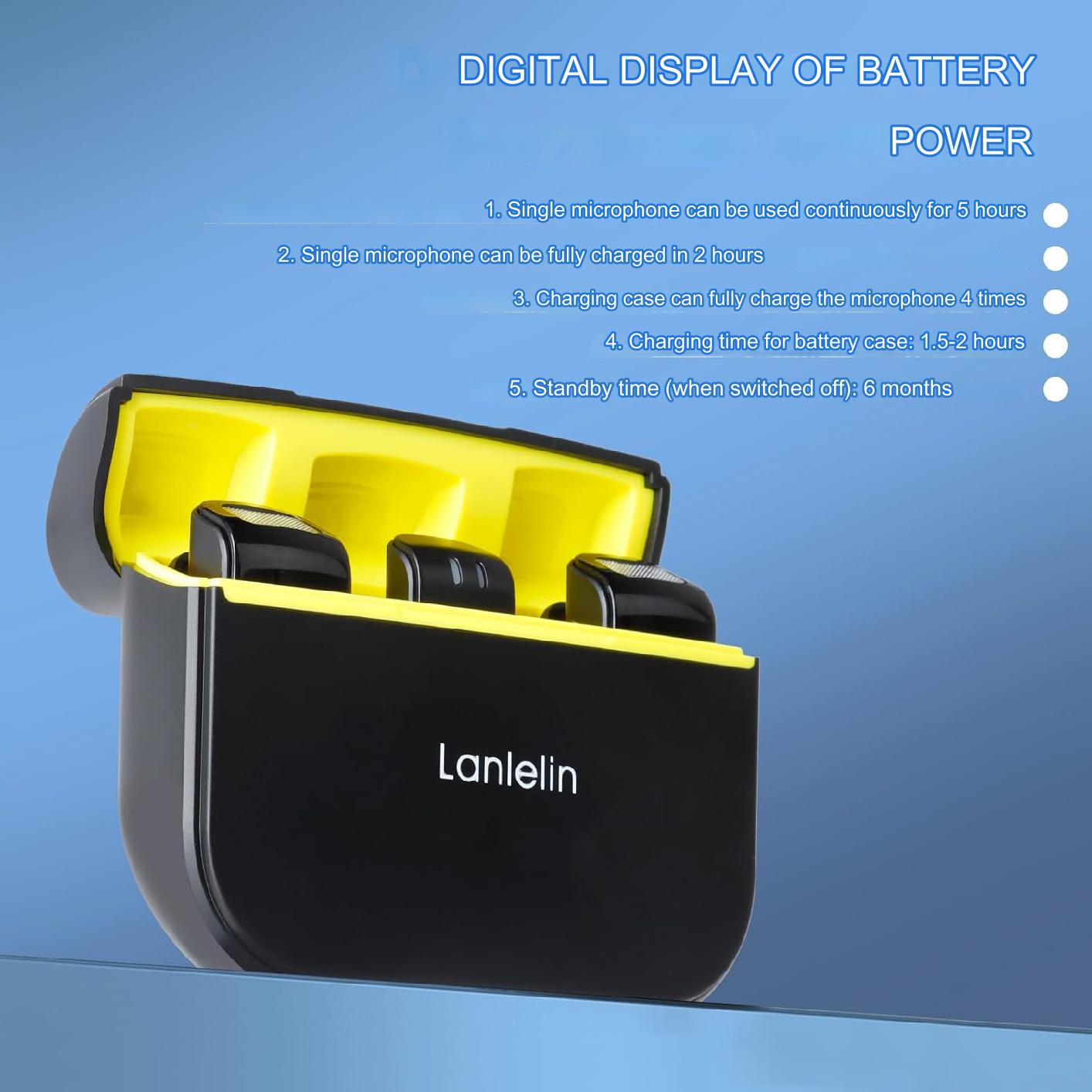 Set 2 microfoane lavaliera pentru iPhone, iPad si Android, sunet omnidirectional 360º, cu statie de incarcare, plug & play, sistem reducere zgomot, wireless 2.4G, indicator nivel baterie, incarcare USB-C, portabil, negru