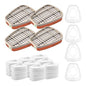 Set filtre masca 3M, 4 filtre A1 6001, 80 de filtre P1 5N11CN din bumbac, 4 capace plastic, cu rezistenta la particule de gaz, fum, vapori de vopsea si noxe, grad de filtrare KN95, filtre 3M pentru masca 6000, 7501, FF402, 6200, 7502, 6800