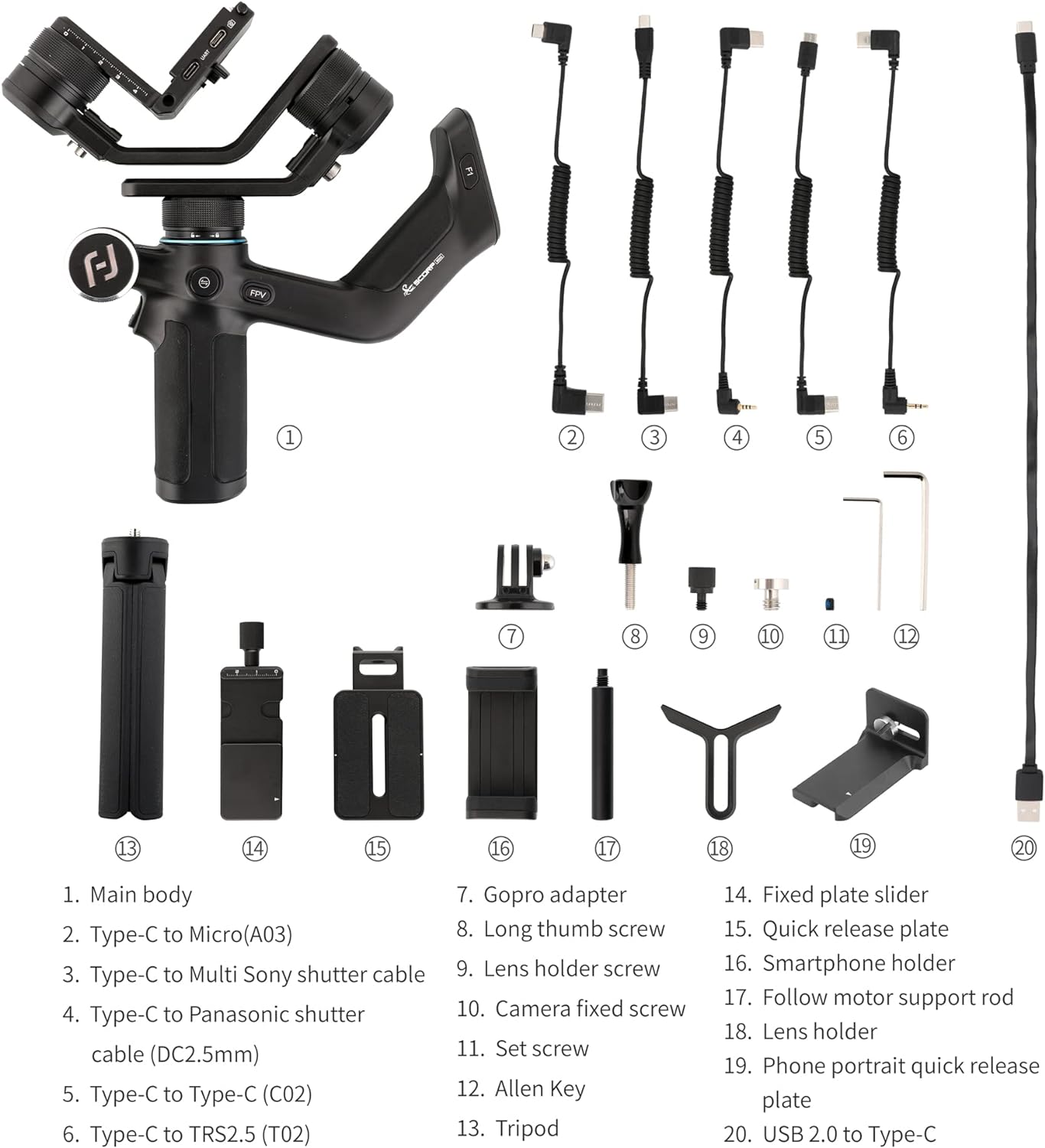 Sistem stabilizare imagine 4 in 1, stabilizator Gimbal cu 3 axe, display 1.3 inch, Fast Charge, rotita multifunctionala, incarcare pana la 1.2 kg, pentru camera de actiune, GoPro, smartphone, camera video, Scorp Mini