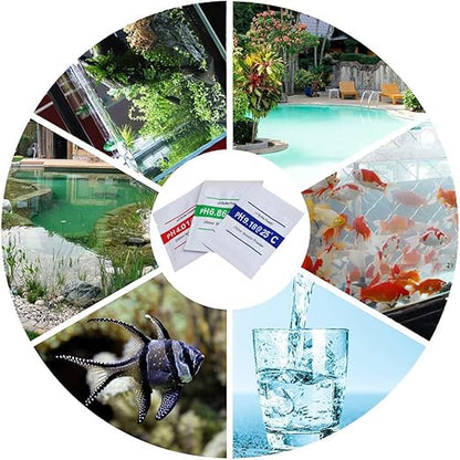 Set solutii calibrare pentru pH-metru, precizie de ±0, 01 unitati de pH la 25°C, stabil, 18 plicuri x pH 4, 01, 6, 86 si 9, 18, pentru testarea apei din piscina, testarea hidroculturii pentru acvarii