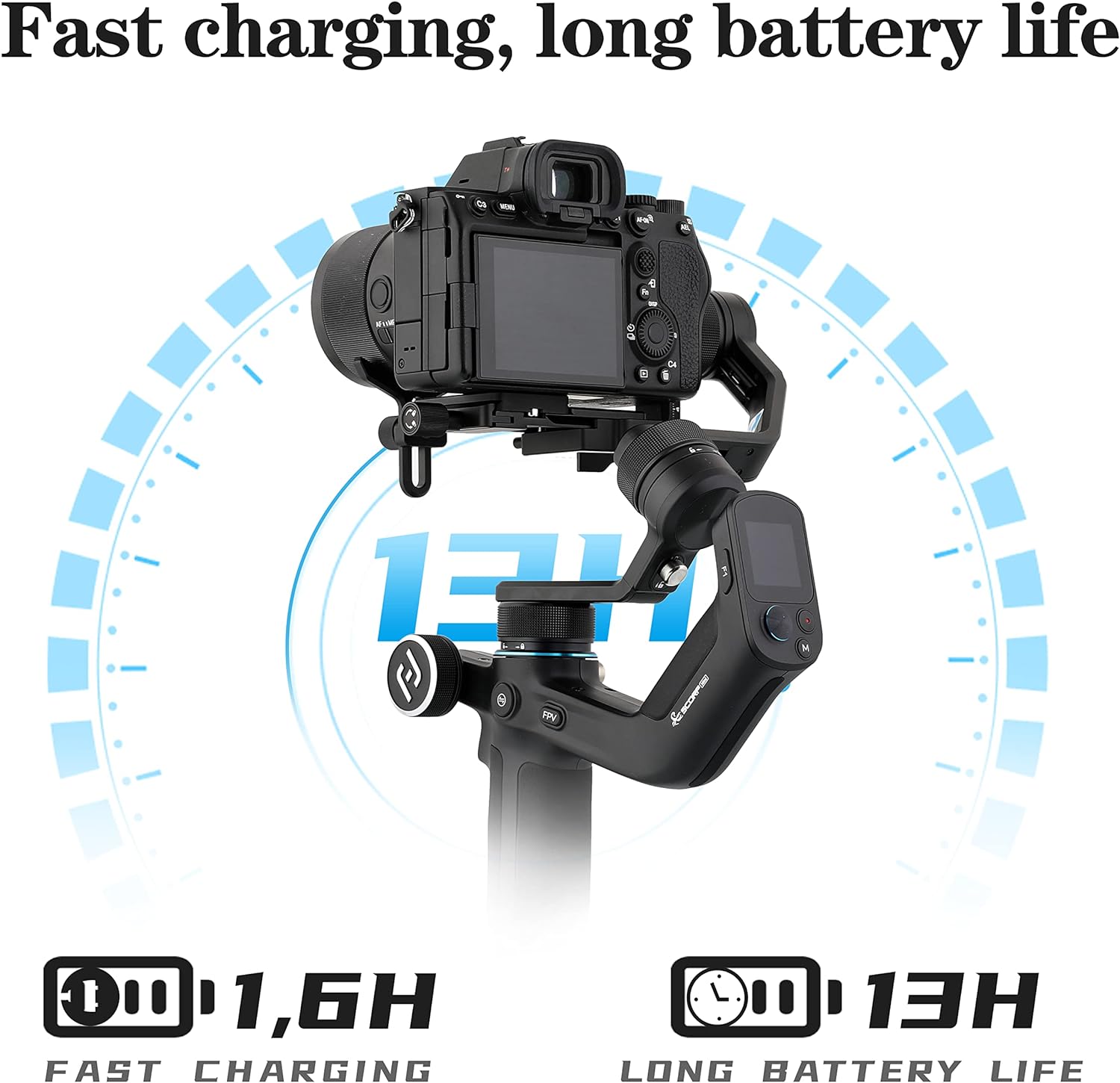 Sistem stabilizare imagine 4 in 1, stabilizator Gimbal cu 3 axe, display 1.3 inch, Fast Charge, rotita multifunctionala, incarcare pana la 1.2 kg, pentru camera de actiune, GoPro, smartphone, camera video, Scorp Mini