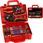 Set cleste sertizare, 24 tipuri conectori de lungimi diferite, cleste sertizare hexagonal 0,08-10,0 mm², cu cleste dezizolare 0,25-6 mm², in cutie pentru depozitare si transport