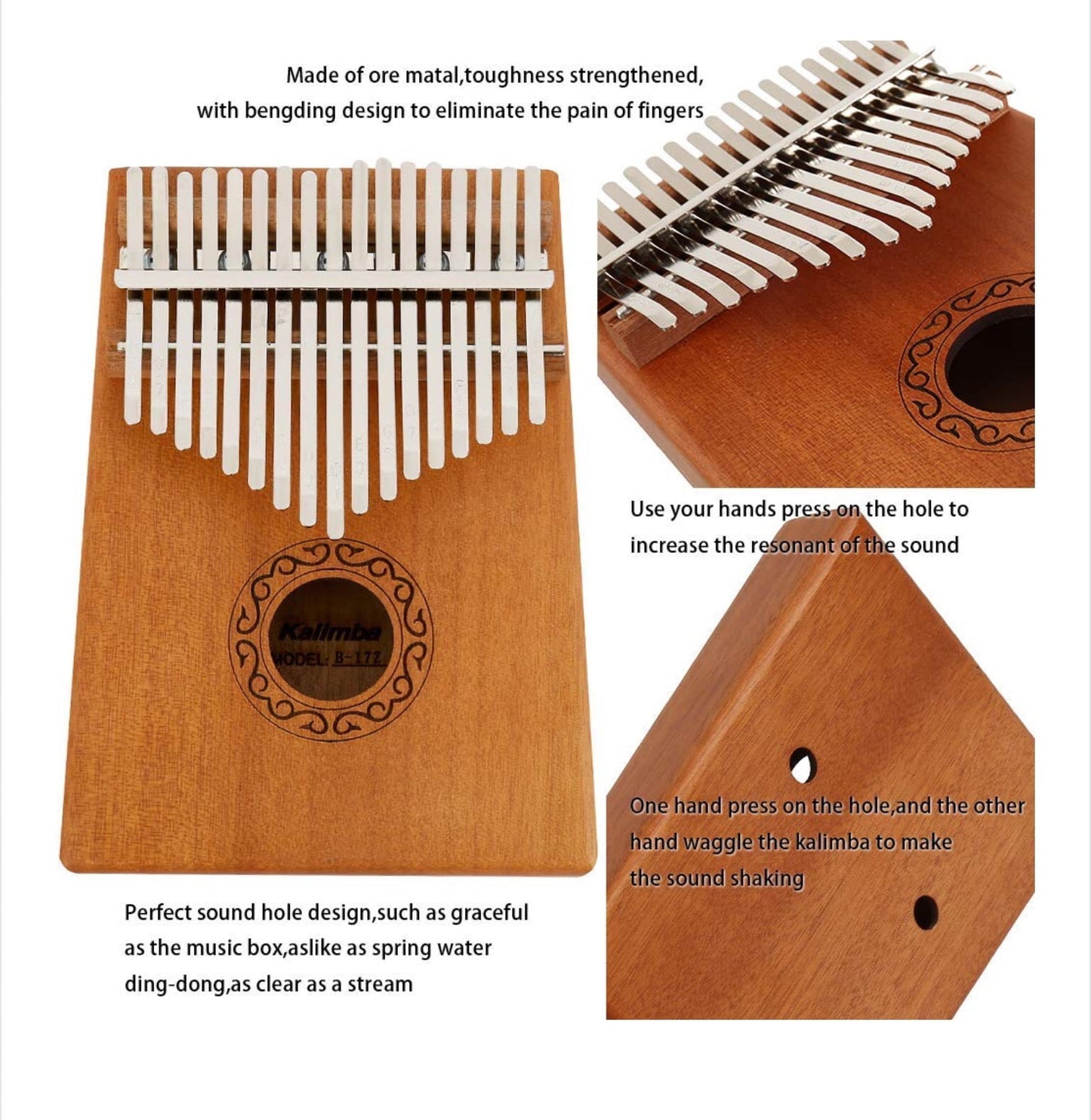 Kalimba , instrument Muzical cu 17 Note , KOA Wood , Maro Retro