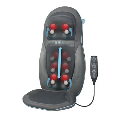 Husa de scaun cu masaj Shiatsu, pentru spate si umeri cu gel, SGM-1600H-EU, HoMedics, 6 programe presetate, functie caldura, telecomanda, Gri