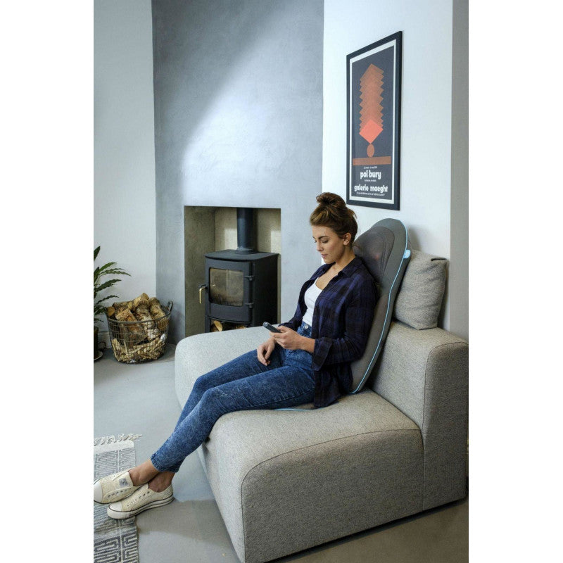 Husa de scaun cu masaj Shiatsu, pentru spate si umeri cu gel, SGM-1600H-EU, HoMedics, 6 programe presetate, functie caldura, telecomanda, Gri