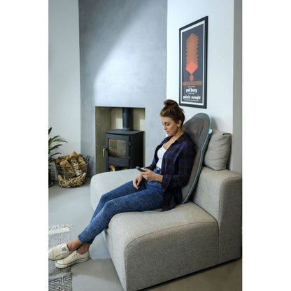 Husa de scaun cu masaj Shiatsu, pentru spate si umeri cu gel, SGM-1600H-EU, HoMedics, 6 programe presetate, functie caldura, telecomanda, Gri