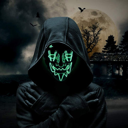 Set 2 Masti Purge Halloween cu led , cu fir electroluminescent de neon , masca purge horror luminoasa , carnaval , craciun