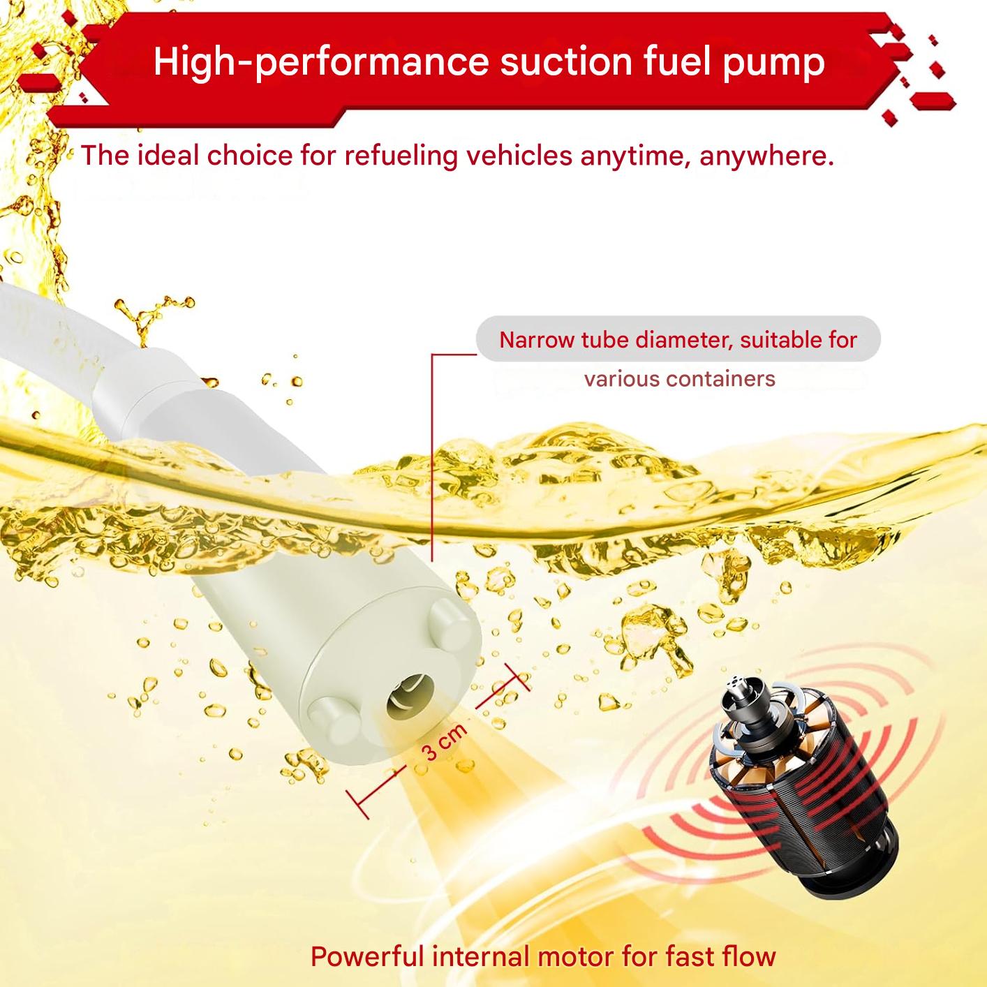 Pompa electrica de transfer combustibil, alimentare cu baterii, cu senzor de oprire automata, portabila cu 4 adaptoare, furtun lung 130 mm, multifunctionala pentru benzina, motorina, ulei – Pentru canistre, tractor, generator sau masina de tuns iarba