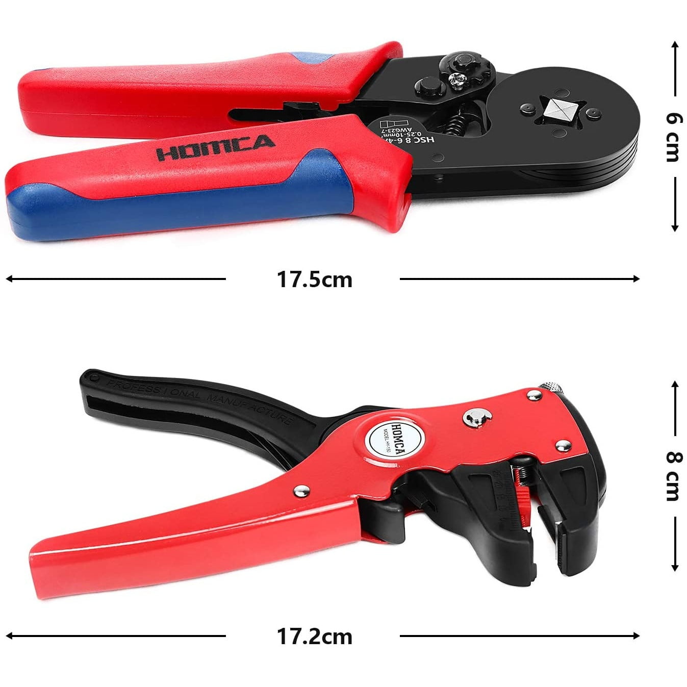 Set cleste de sertizat conectori cu 1200 bucati terminale conductori si cleste pentru dezizolare cabluri, 0,25 - 10 mm2